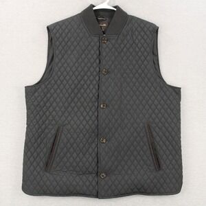 Tasso Elba Quilted Vest Mens Size XL Black Button Up Polyester